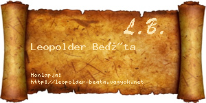 Leopolder Beáta névjegykártya
